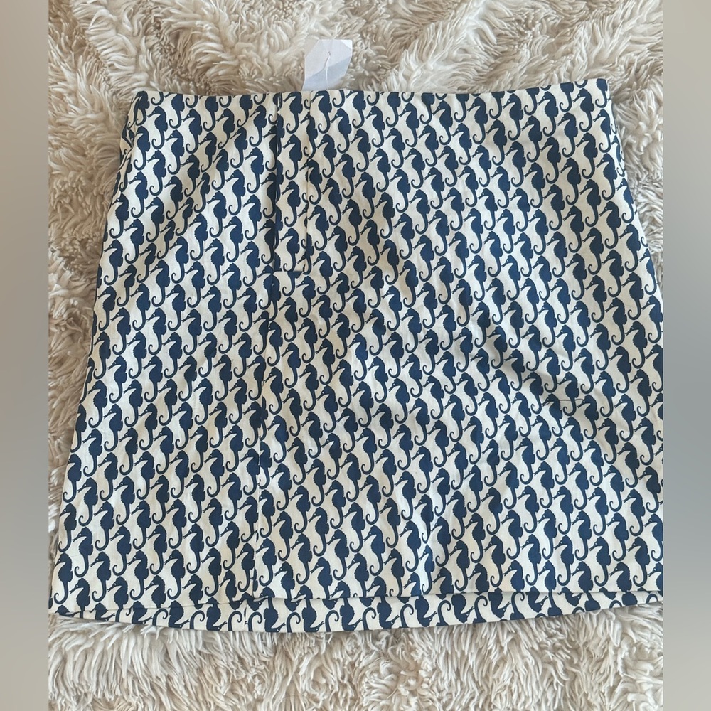 J. Crew Blue and White A-Line Mini Skirt for Casual Wear